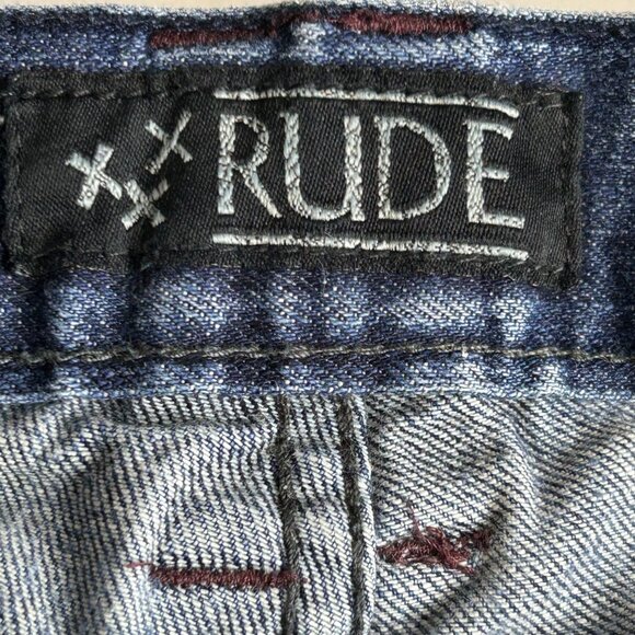 Men Rude 32/30 Skinny Button-fly Blue Jeans - Picture 12 of 14